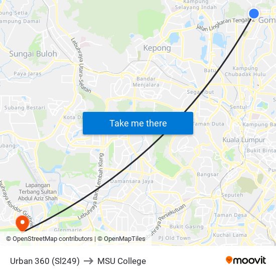 Urban 360 (Sl249) to MSU College map
