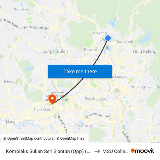 Kompleks Sukan Seri Siantan (Opp) (Sl83) to MSU College map