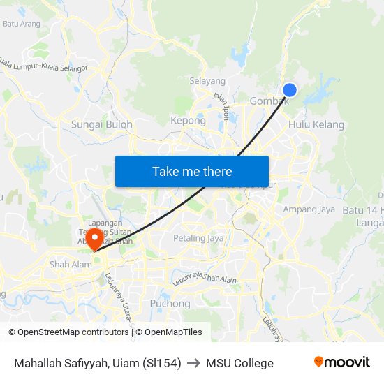 Mahallah Safiyyah, Uiam (Sl154) to MSU College map