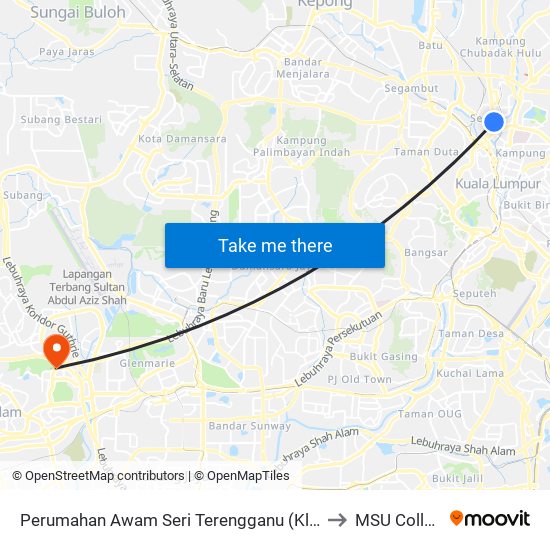 Perumahan Awam Seri Terengganu (Kl2050) to MSU College map