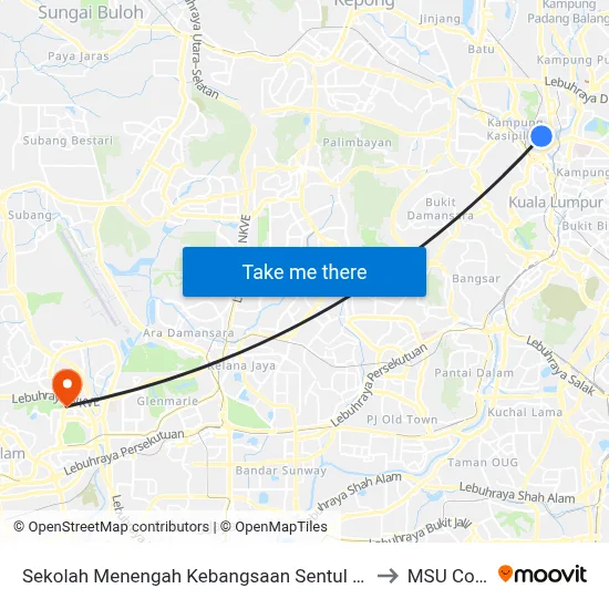 Sekolah Menengah Kebangsaan Sentul Utama (Kl609) to MSU College map