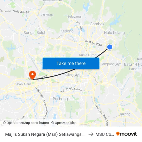 Majlis Sukan Negara (Msn) Setiawangsa (Utara) (Kl435) to MSU College map