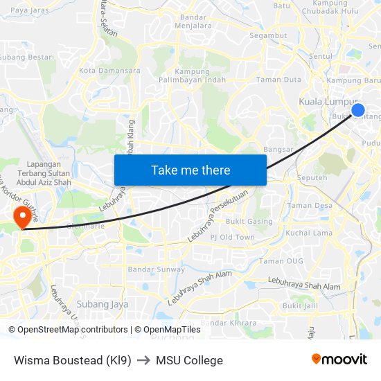 Wisma Boustead (Kl9) to MSU College map