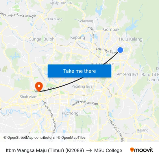 Itbm Wangsa Maju (Timur) (Kl2088) to MSU College map