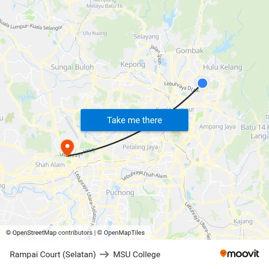Rampai Court (Selatan) to MSU College map