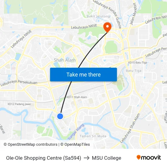 Ole-Ole Shopping Centre (Sa594) to MSU College map