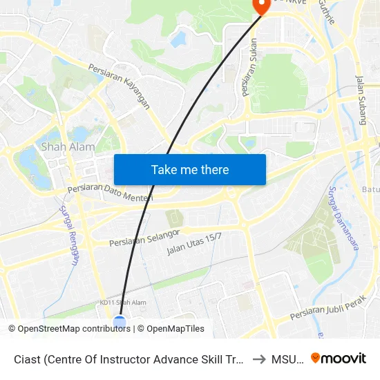 Ciast (Centre Of Instructor Advance Skill Training)Seksyen 19 Shah Alam (Utara) (Sa428) to MSU College map