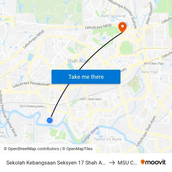 Sekolah Kebangsaan Seksyen 17 Shah Alam (Selatan) (Sa554) to MSU College map