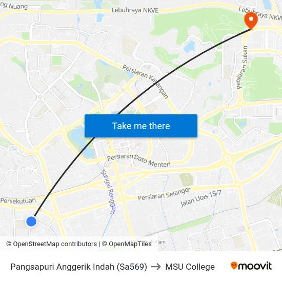 Pangsapuri Anggerik Indah (Sa569) to MSU College map