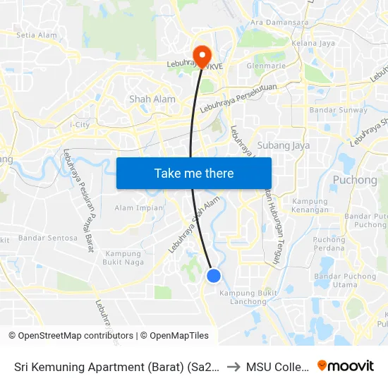 Sri Kemuning Apartment (Barat) (Sa214) to MSU College map
