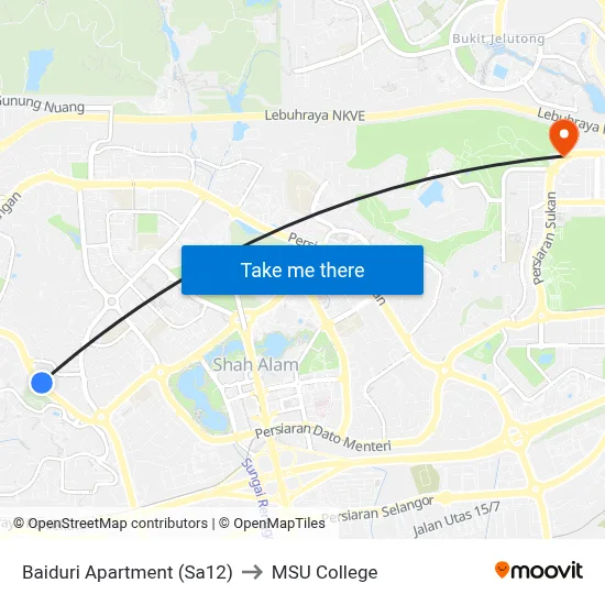 Baiduri Apartment (Sa12) to MSU College map