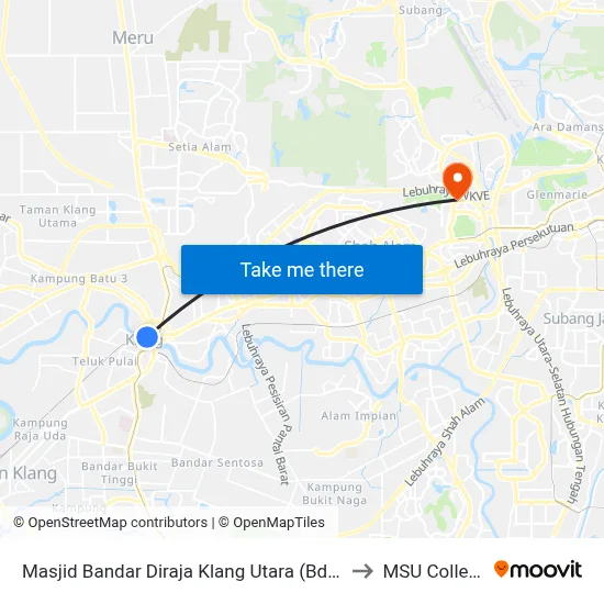 Masjid Bandar Diraja Klang Utara (Bd21) to MSU College map