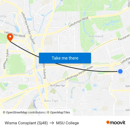 Wisma Consplant (Sj48) to MSU College map
