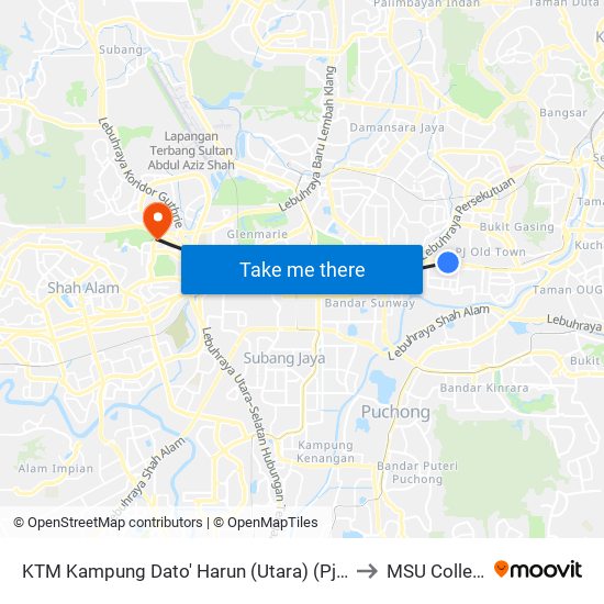 KTM Kampung Dato' Harun (Utara) (Pj740) to MSU College map