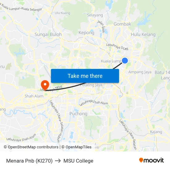 Menara Pnb (Kl270) to MSU College map
