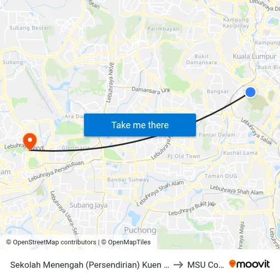 Sekolah Menengah (Persendirian) Kuen Cheng (Kl276) to MSU College map
