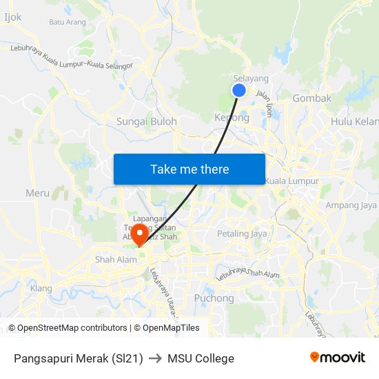 Pangsapuri Merak (Sl21) to MSU College map