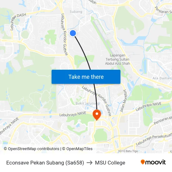 Econsave Pekan Subang (Sa658) to MSU College map
