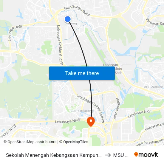 Sekolah Menengah Kebangsaan Kampung Melayu Subang (Sa666) to MSU College map