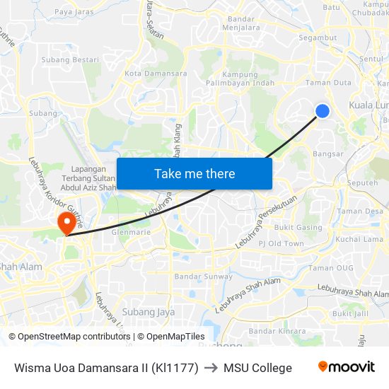 Wisma Uoa Damansara II (Kl1177) to MSU College map