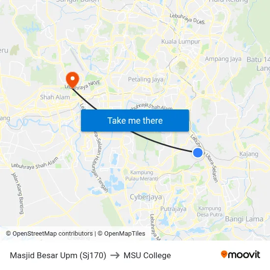 Masjid Besar Upm (Sj170) to MSU College map