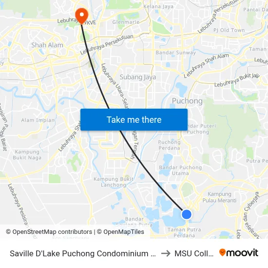 Saville D'Lake Puchong Condominium (Sp330) to MSU College map
