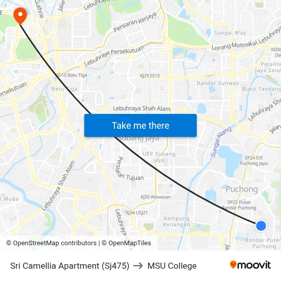 Sri Camellia Apartment (Sj475) to MSU College map
