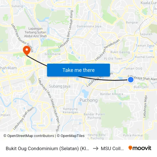 Bukit Oug Condominium (Selatan) (Kl1356) to MSU College map