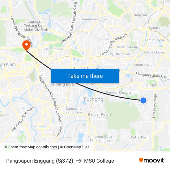 Pangsapuri Enggang (Sj372) to MSU College map