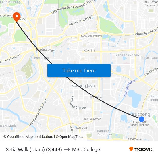 Setia Walk (Utara) (Sj449) to MSU College map