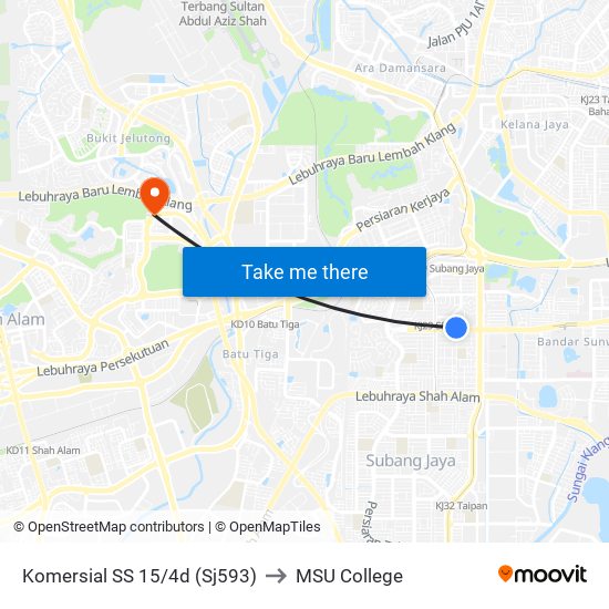 Komersial SS 15/4d (Sj593) to MSU College map