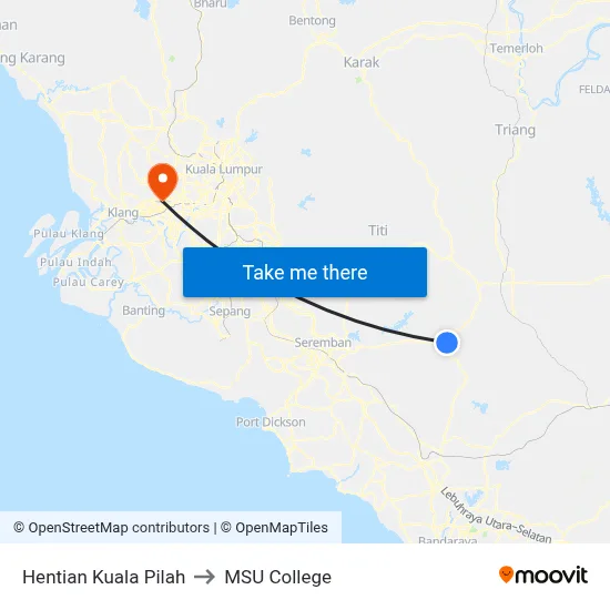 Hentian Kuala Pilah to MSU College map