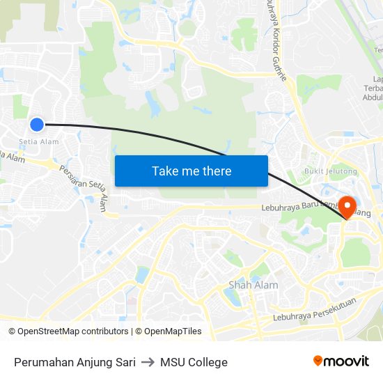 Perumahan Anjung Sari to MSU College map