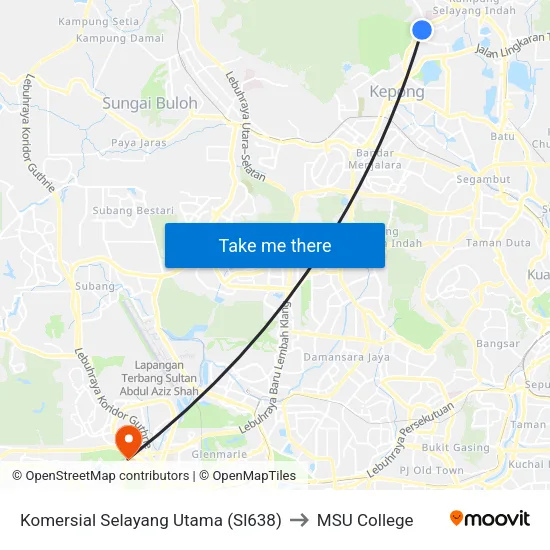 Komersial Selayang Utama (Sl638) to MSU College map
