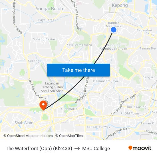 The Waterfront (Opp) (Kl2433) to MSU College map