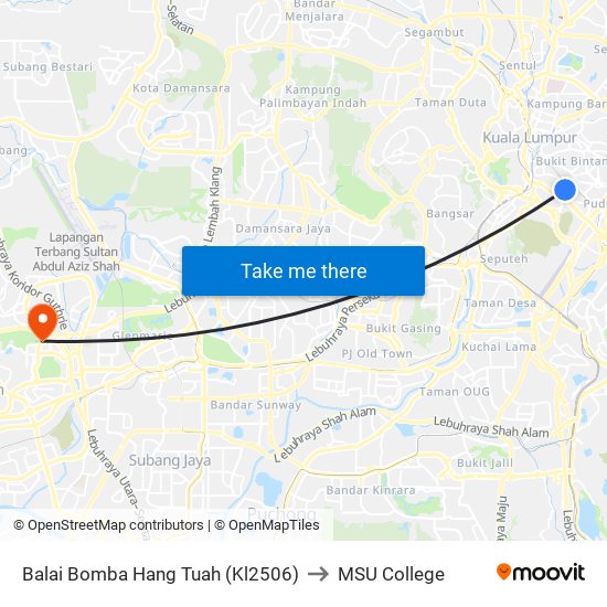 Balai Bomba Hang Tuah (Kl2506) to MSU College map