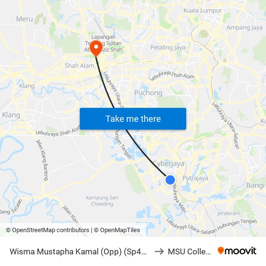 Wisma Mustapha Kamal (Opp) (Sp408) to MSU College map