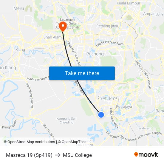 Masreca 19 (Sp419) to MSU College map