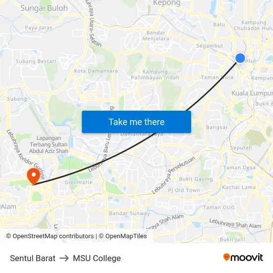 Sentul Barat to MSU College map