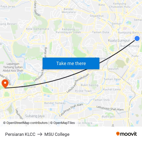 Persiaran KLCC to MSU College map