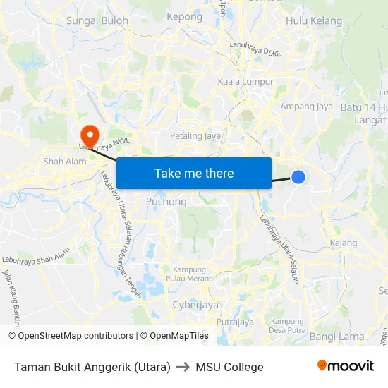 Taman Bukit Anggerik (Utara) to MSU College map