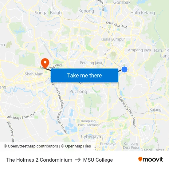 The Holmes 2 Condominium to MSU College map