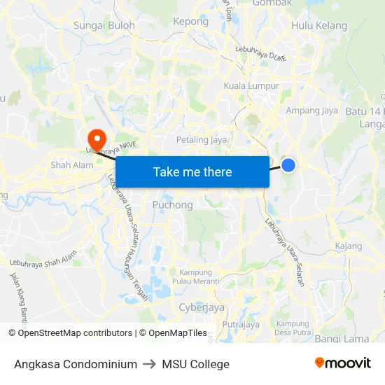 Angkasa Condominium to MSU College map