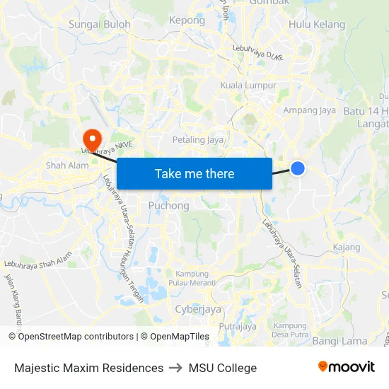 Majestic Maxim Residences to MSU College map