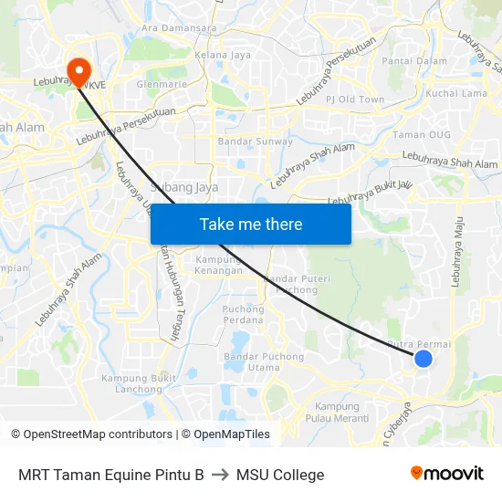 MRT Taman Equine  Pintu B to MSU College map
