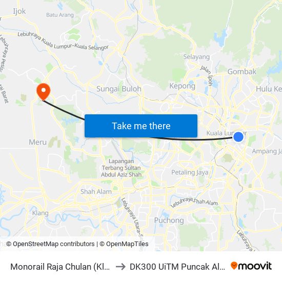 Monorail Raja Chulan (Kl22) to DK300 UiTM Puncak Alam map
