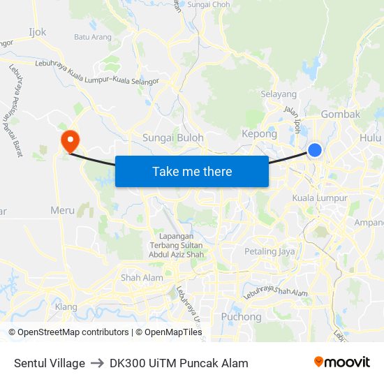 Sentul Village to DK300 UiTM Puncak Alam map