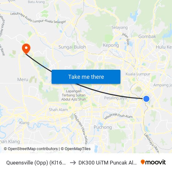 Queensville (Opp) (Kl1684) to DK300 UiTM Puncak Alam map