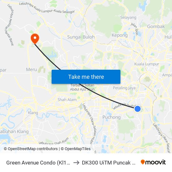 Green Avenue Condo (Kl1291) to DK300 UiTM Puncak Alam map