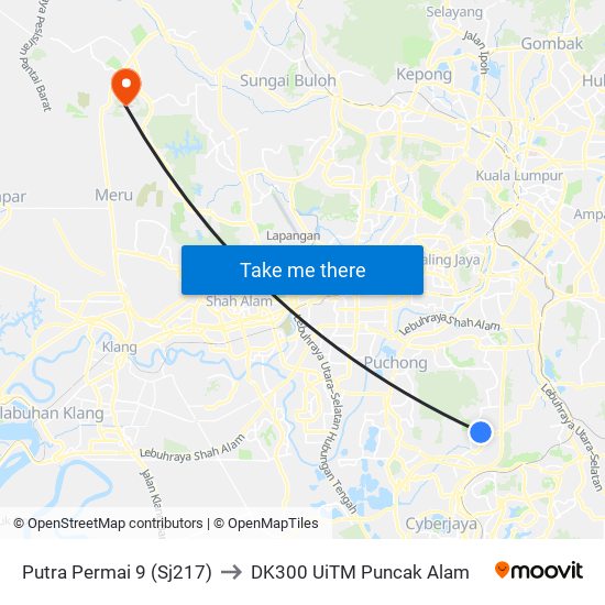 Putra Permai 9 (Sj217) to DK300 UiTM Puncak Alam map